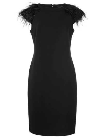 Alberto Makali Feather Sleeve Dress In Black