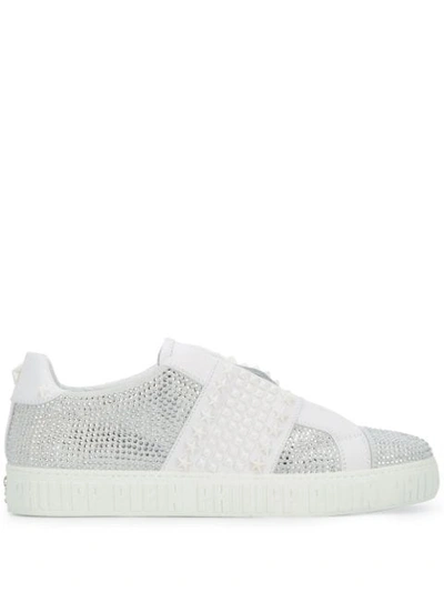 Philipp Plein Crystal Embellished Sneakers In White