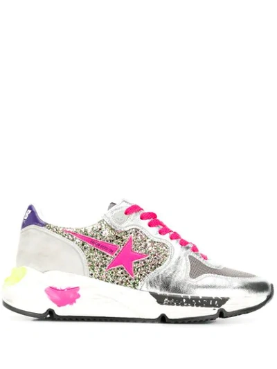 Golden Goose Running Trainers In Multicolor Glitter/fuxia Star In White