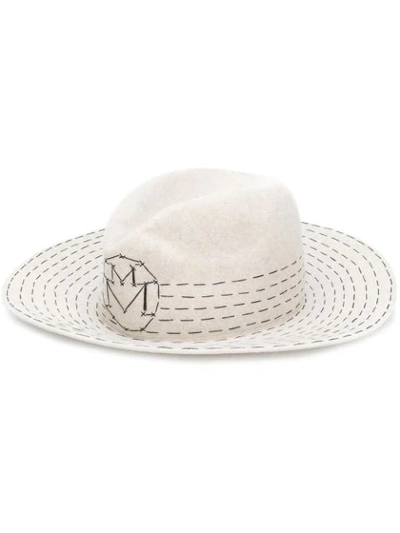 Maison Michel Embroidered Logo Hat In Neutrals