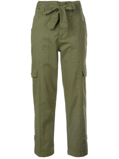 Alex Mill Expedition Cropped Belted Washed Stretch-cotton Slim-leg Pants In Green