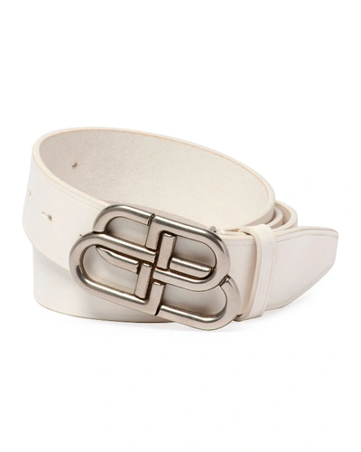 Balenciaga Logo-buckle Skinny Belt In White