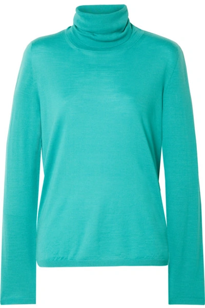 Max Mara Kipur Wool Turtleneck Sweater, Turquoise In Light Blue