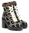 Gucci Gg Tweed Ankle Boots In Black