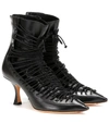 Y/PROJECT LACE-UP LEATHER ANKLE BOOTS,P00398331