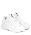 Miu Miu Crystal-embellished Patent-leather Platform Sneakers In White