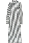 Loewe Stripe Long Sleeve Cotton Jersey Maxi Dress In Navy