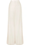 RODARTE SATIN-TRIMMED PLISSÉ-LAMÉ WIDE-LEG PANTS