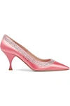 MIU MIU CRYSTAL-EMBELLISHED SATIN PUMPS