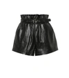 SAINT LAURENT HIGH-RISE LEATHER SHORTS,P00407929