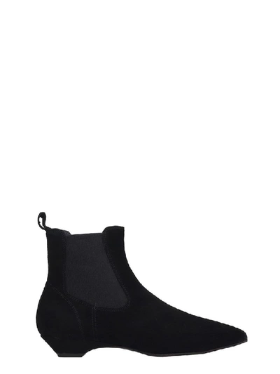Janet & Janet Low Heels Ankle Boots In Black Suede