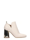 MICHAEL KORS DIXON HIGH HEELS ANKLE BOOTS IN BEIGE LEATHER,11060488
