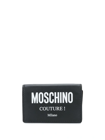 Moschino Logo Print Wallet In Black