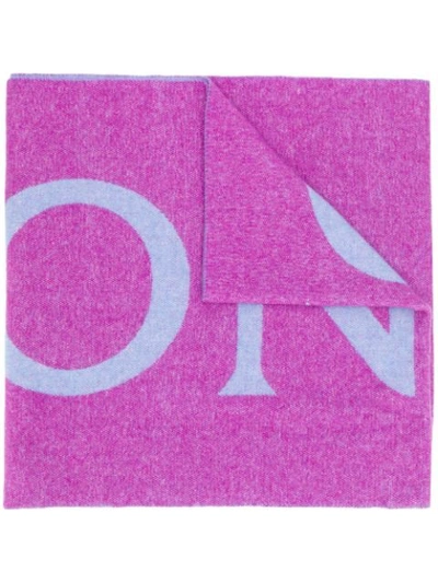 Moncler Logo提花针织披肩 In Purple