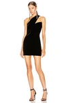 Saint Laurent Black One-shoulder Velvet Short Dress In Black