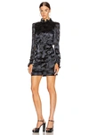 Saloni Rina B Long-sleeve High-neck Cocktail Dress In Black