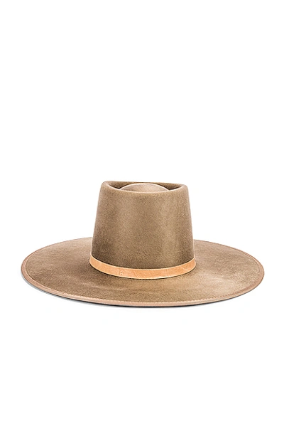 Janessa Leone Edie Suede-trimmed Wool-felt Fedora In Neutral