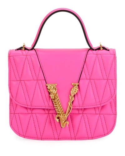Versace Virtus Quilted Top-handle Bag In Pink