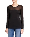 ANATOMIE BUDDHA LUX MESH LONG-SLEEVE TOP WITH STUD DETAIL,PROD225140535
