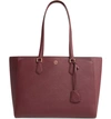 Tory Burch Robinson Saffiano Leather Tote - Red In Port