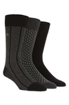 Calvin Klein 3-pack Cotton Blend Socks In Black/ Grey Heather/ Red