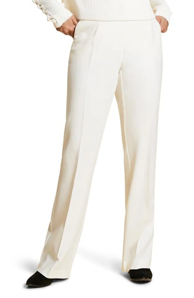 Marina Rinaldi Regolare Wide Leg Stretch Wool Crepe Pants In White