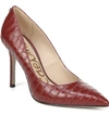 Sam Edelman Hazel Pointy Toe Pump In Spiced Mahogany Croco Embossed