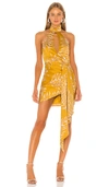Camila Coelho Antonia Mini Dress In Gold Tropical