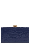 EDIE PARKER JEAN EMBOSSED LEATHER BOX CLUTCH - BLUE,F19JE18001