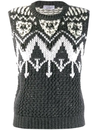 Brunello Cucinelli Cashmere Hand Opera-knit Sleeveless Jumper In Cw830