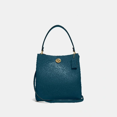 Coach Charlie Bucket Bag In Peacock/gold