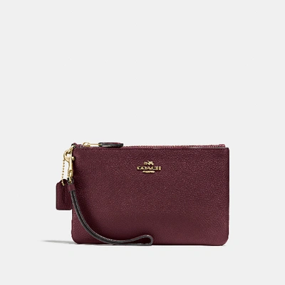 Coach Small Wristlet In Vintage Mauve/gold