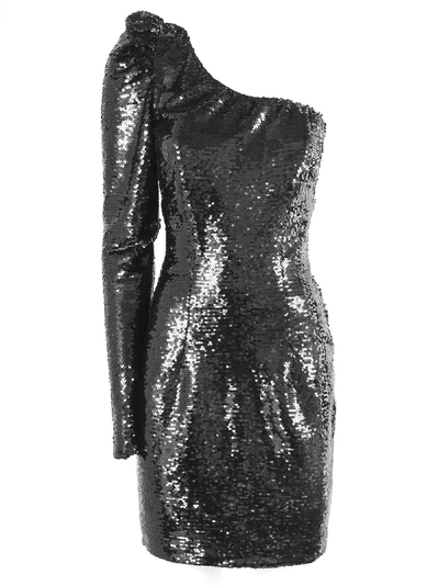 Amen One-shoulder Dress Black Sequins In Nero