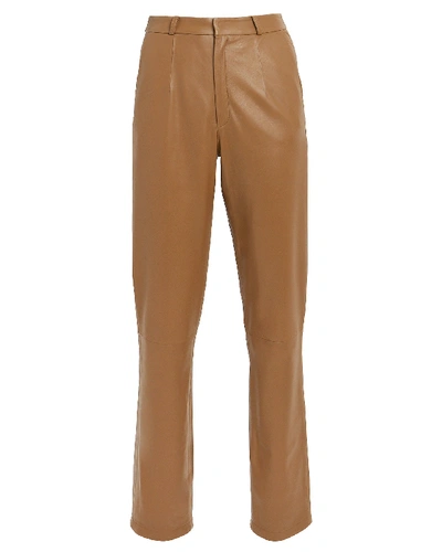 Zeynep Arcay Leather Cigarette Pants In Brown