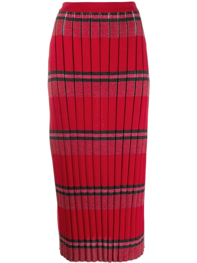 Marni Ribbed Striped Jersey Skirt In Red