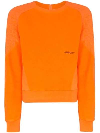 Ambush Logo-embroidered Fleece Sweatshirt In Orange