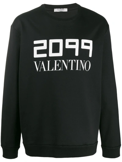 Valentino 2099-print Cotton-blend Sweatshirt In Black