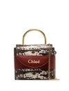 CHLOÉ BROWN ABY LOCK SMALL LIZARD-EFFECT LEATHER TOTE BAG