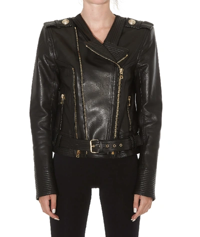 Balmain Leather Jacket In Black