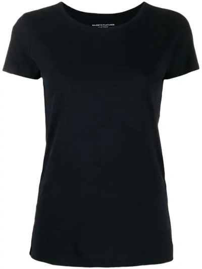 Majestic Short Sleeved Cotton T-shirt In Nero