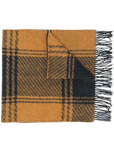 Mackintosh Checked Fringed Scarf In Grey