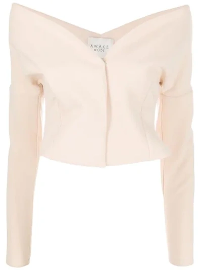 A.w.a.k.e. Cropped Fitted Jacket In Neutrals