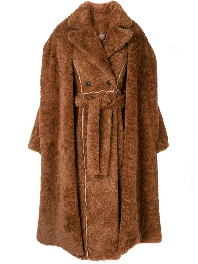 Ruban Layered Faux-fur Coat In Brown