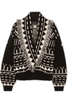 ALANUI FRINGED CASHMERE AND WOOL-BLEND JACQUARD CARDIGAN