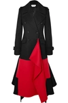 ALEXANDER MCQUEEN ASYMMETRIC DOUBLE-BREASTED TWO-TONE WOOL AND CASHMERE-BLEND COAT