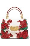 DOLCE & GABBANA PORTOFINO WELCOME EMBELLISHED SMOOTH AND LIZARD-EFFECT LEATHER TOTE