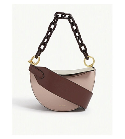 Yuzefi Doris Leather Shoulder Bag In Pink/chocolate