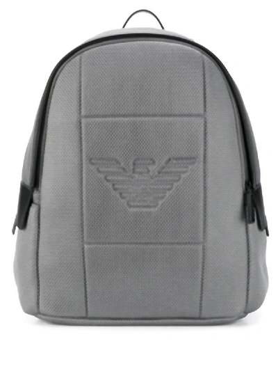 Emporio Armani Logo Backpack In Grey
