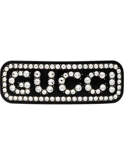 Gucci Crystal-embellished Hair Clip In Black