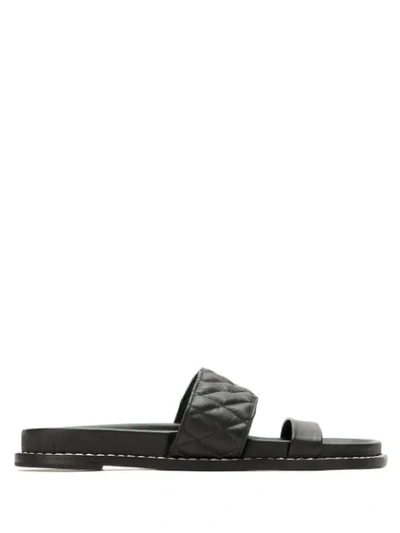 Mara Mac Quilted Leather Sandals In Black